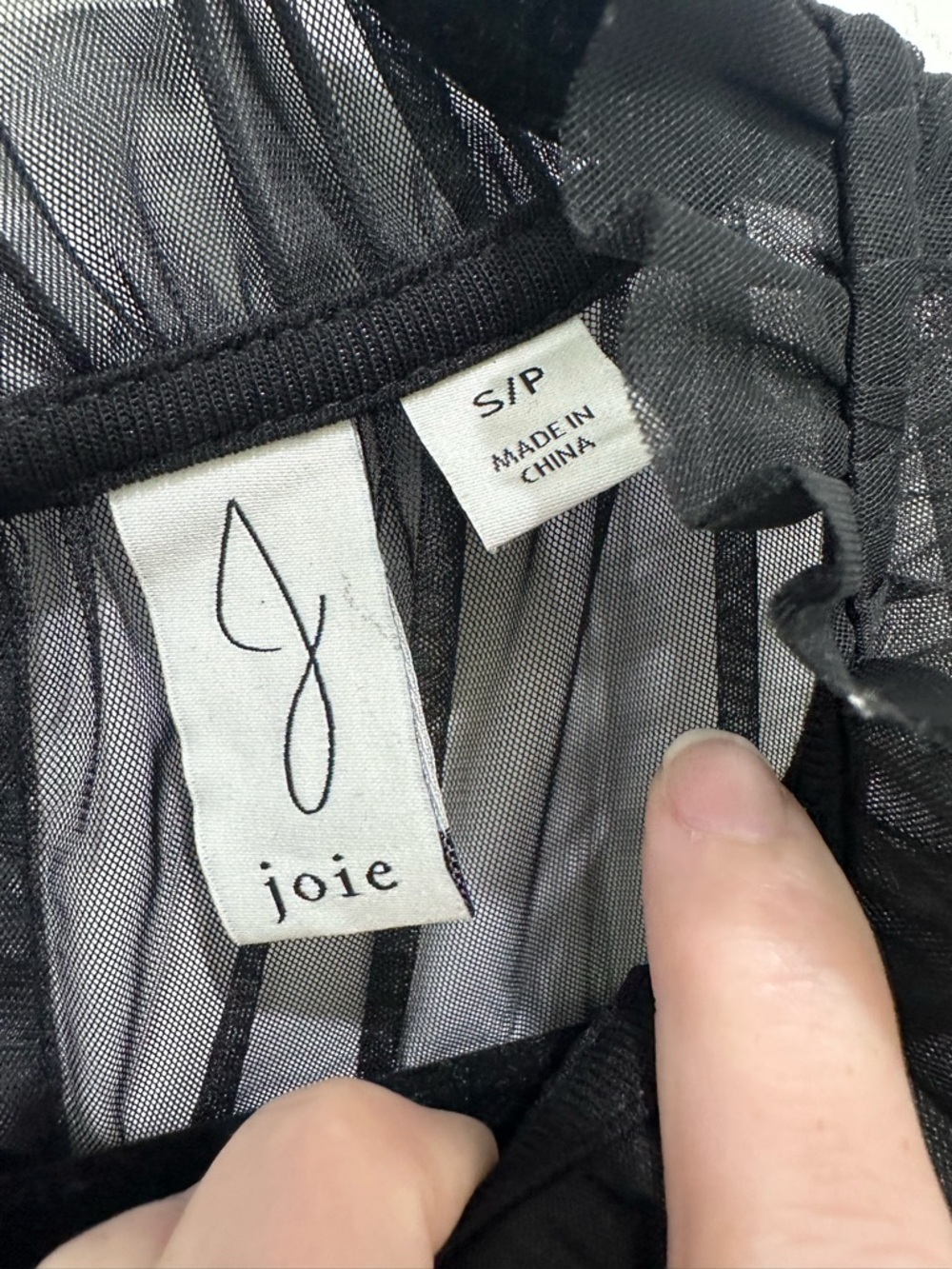 Joie Black Sheer Ruffle-Trim Blouse - Picture 2 of 4